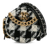 Black Chanel Round Tweed 19 Clutch with Chain and Lambskin Coin Purse Crossbody Bag - Designer Revival