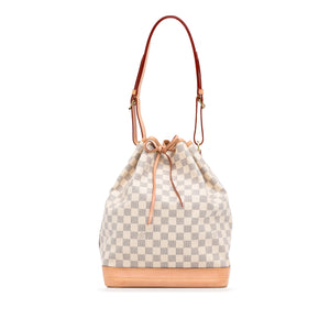 White Louis Vuitton Damier Azur Noe Bucket Bag