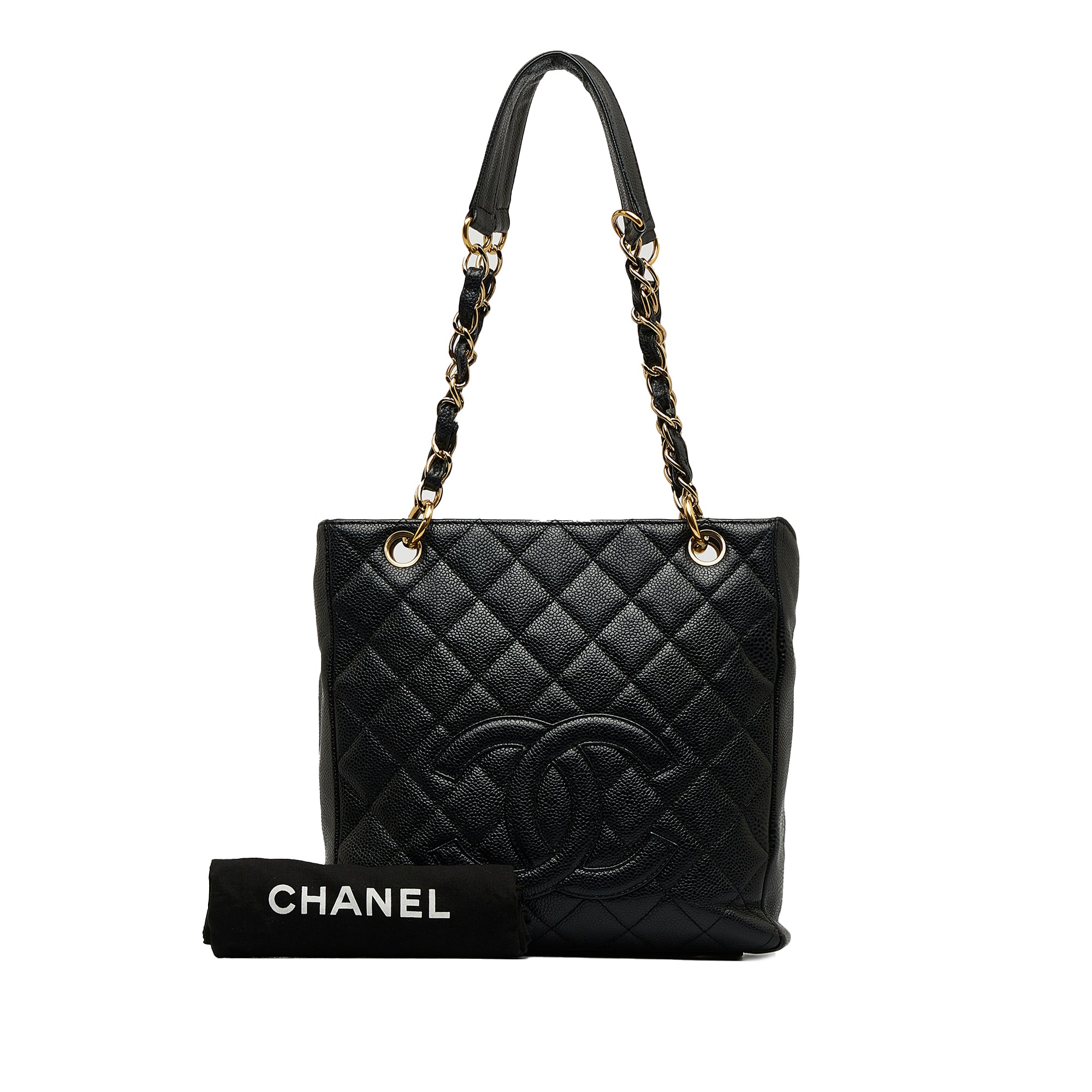 Black Chanel Caviar Petite Shopping Tote - Designer Revival