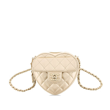 Beige Chanel Mini CC in Love Heart Crossbody - Designer Revival