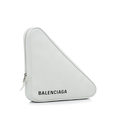 White Balenciaga Triangle Clutch - Designer Revival