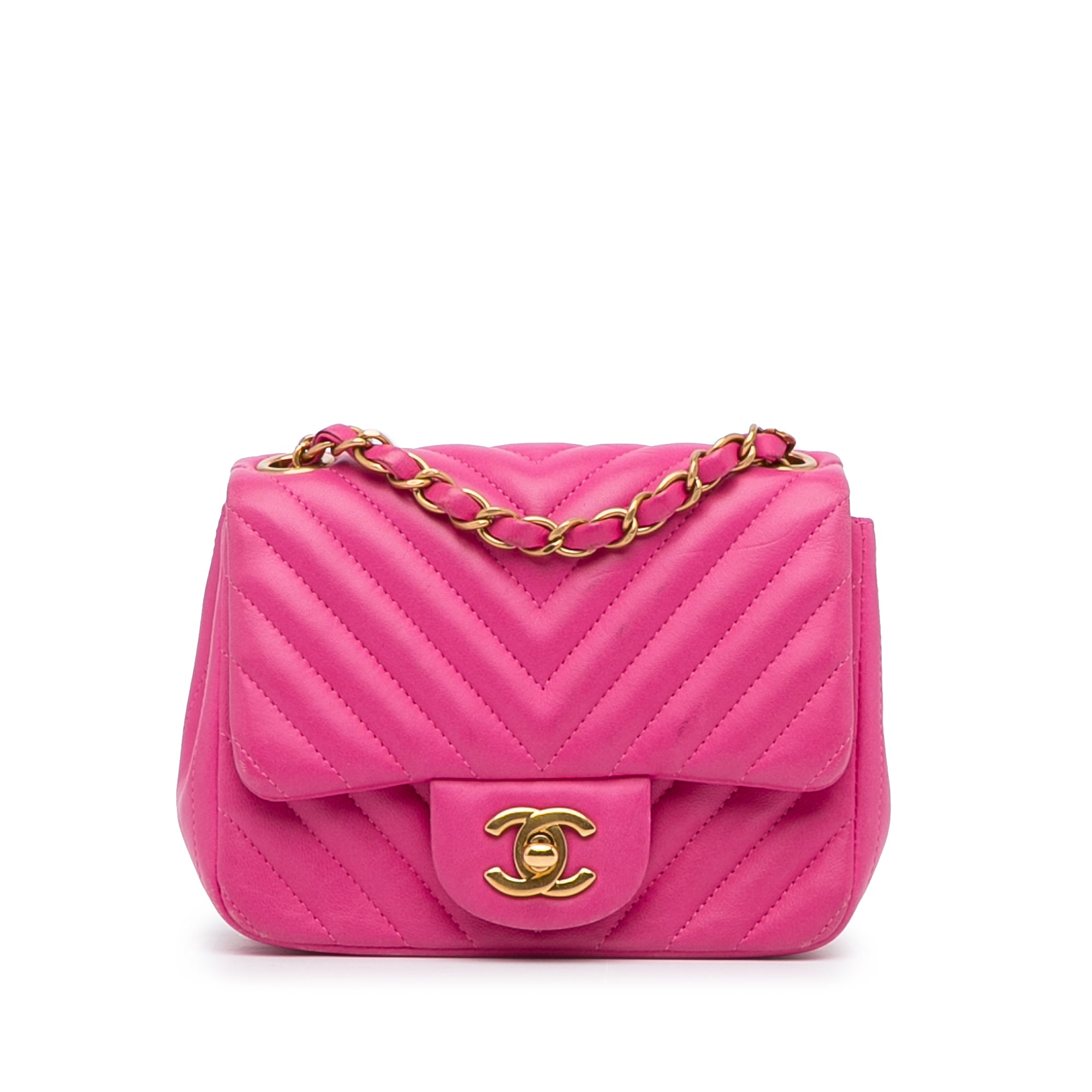 Pink Chanel Mini Chevron Flap Shoulder Bag | Designer Revival