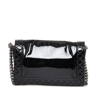 Black Chanel Medium Patent Reverso Boy Flap Crossbody Bag - Designer Revival