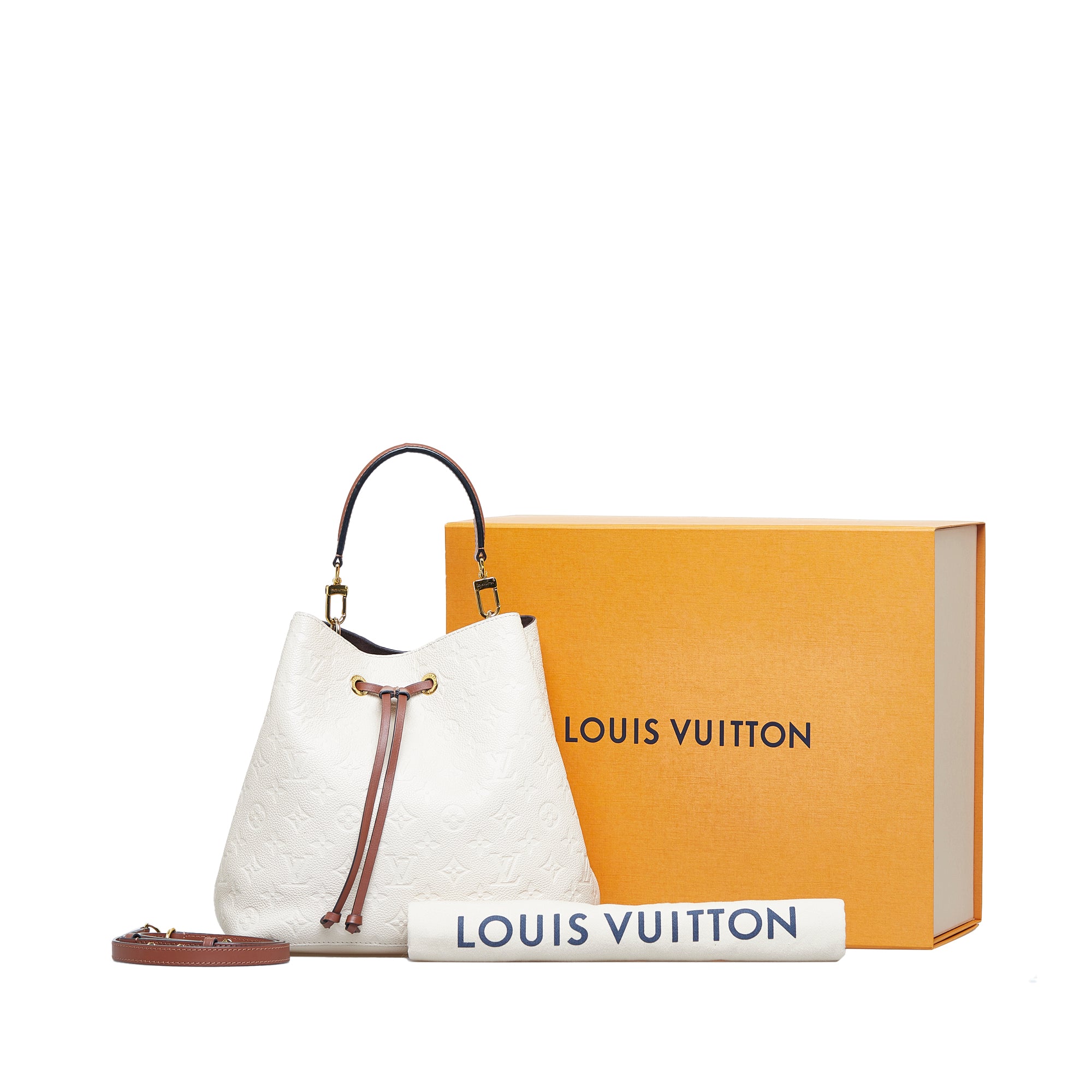 White Louis Vuitton Monogram Empreinte NeoNoe Bucket Bag