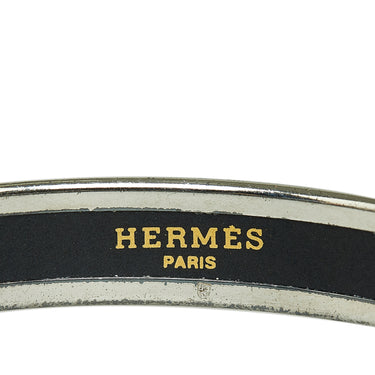 Black Hermes Narrow Enamel Bangle Costume Bracelet - Designer Revival
