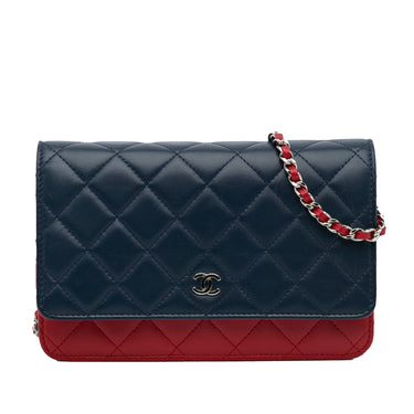 Blue Chanel Tricolor CC Wallet on Chain Crossbody Bag
