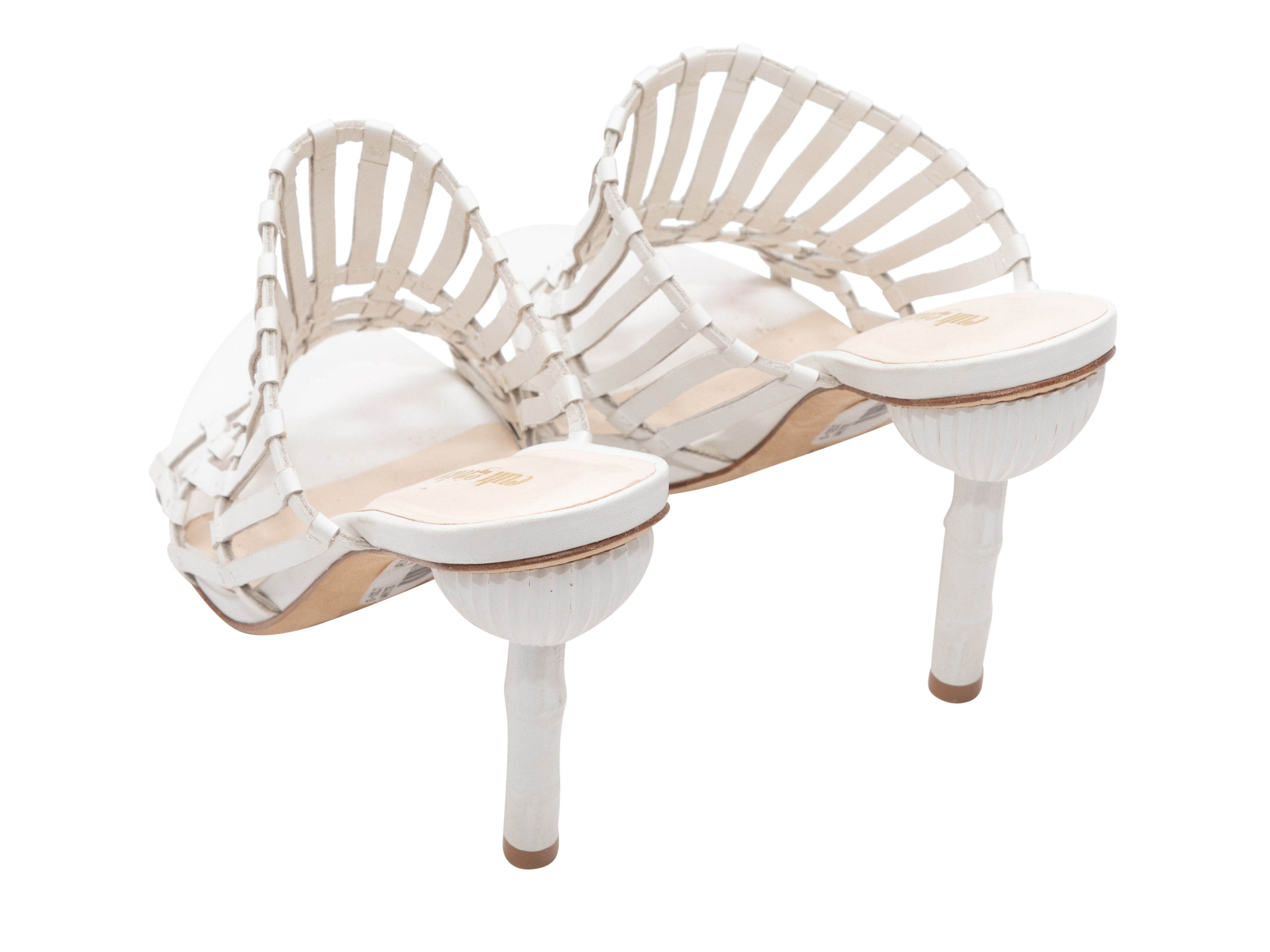 White Cult Gaia Ark Leather Heeled Sandals Size 38.5 - Designer Revival