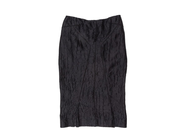 Black Tom Ford Linen-Blend Croc Patterned Skirt