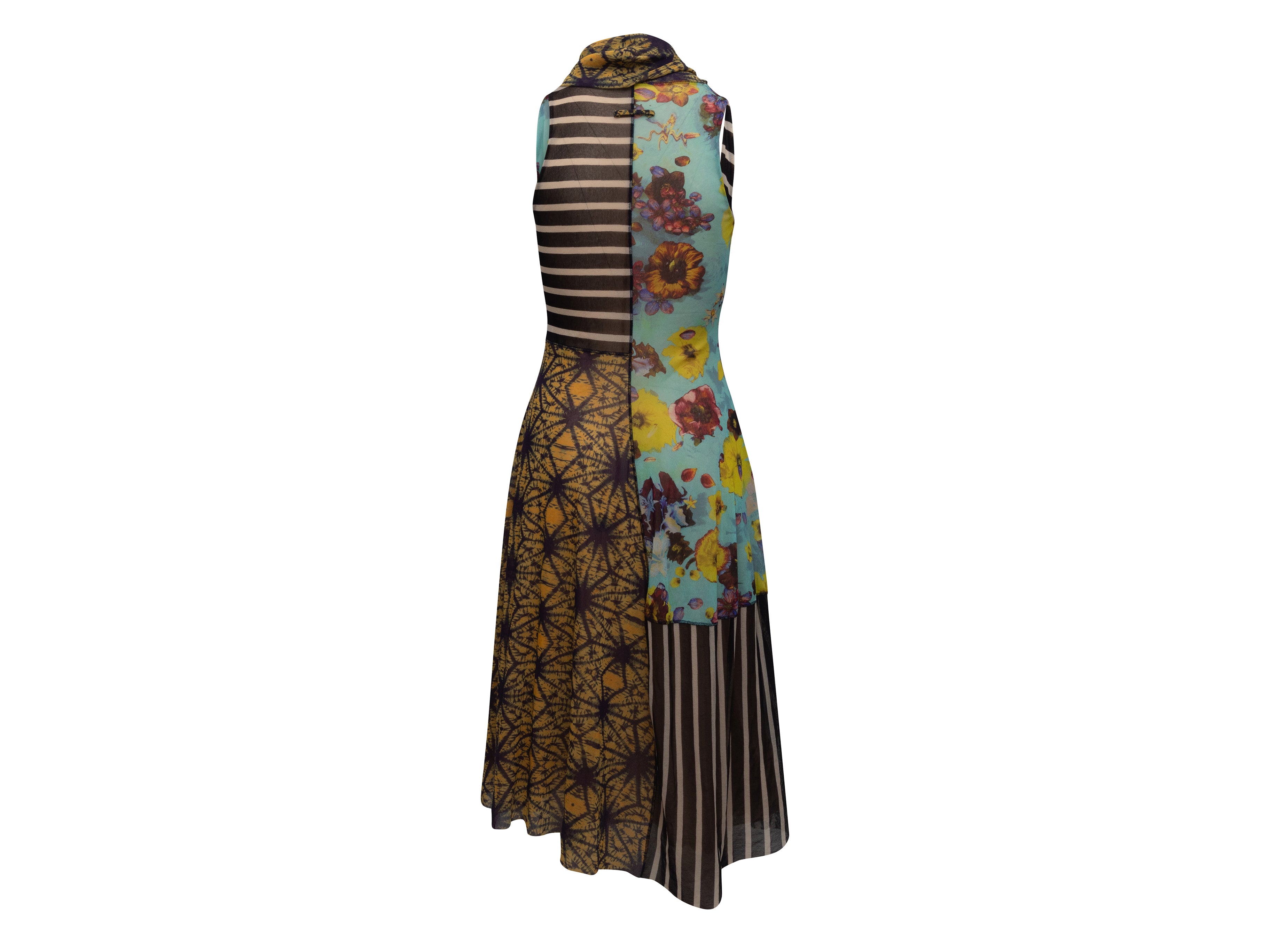 Multicolor Jean Paul Gaultier Cowl Neck Patchwork Dress | Designer 