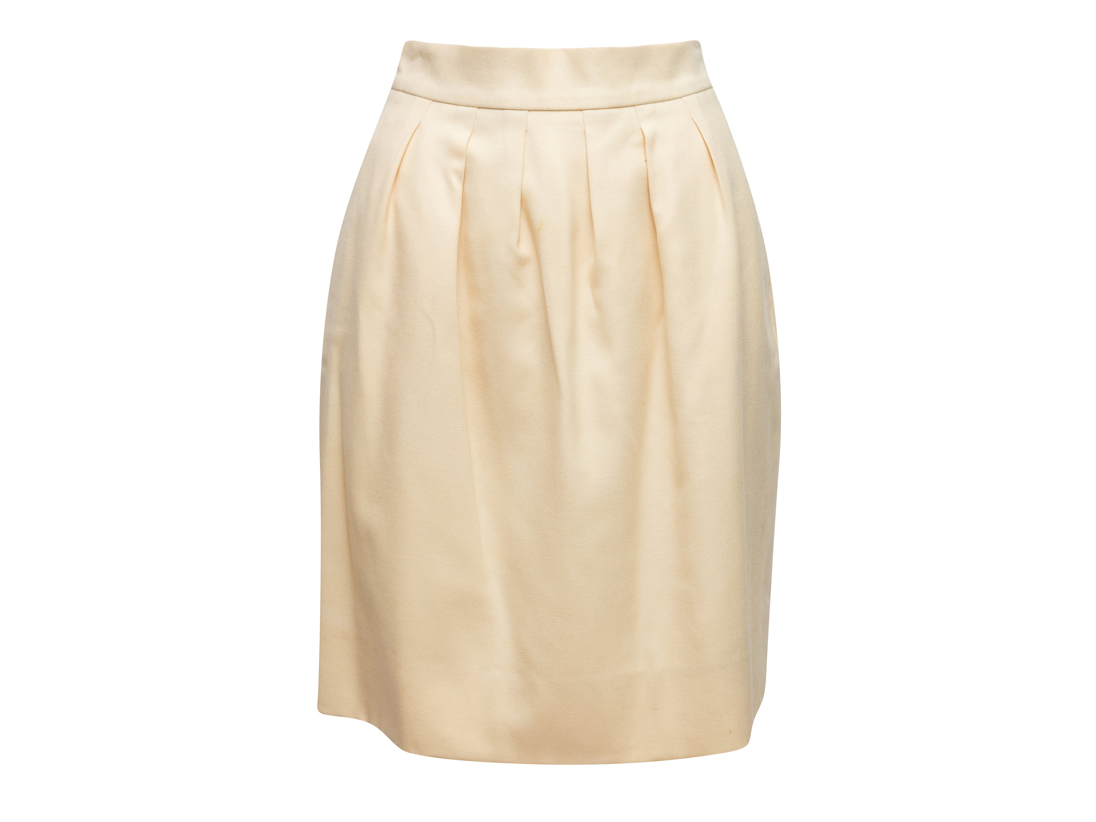 Vintage Cream Chanel Boutique Wool Knee-Length Skirt Size L - Designer Revival