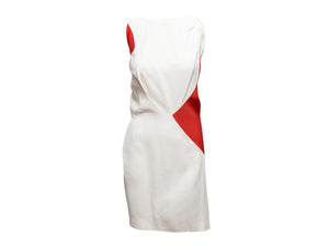 White & Red Mugler Color Block Sleeveless Dress