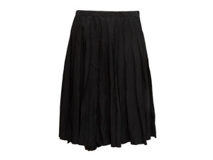 Vintage Black Chanel Pleated Wool Skirt