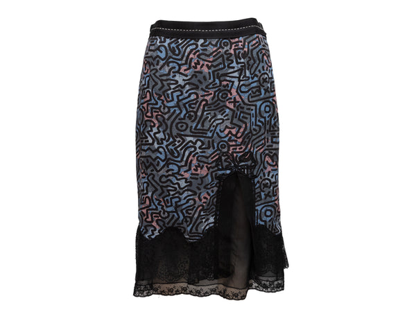 Black & Multicolor Coach x Keith Haring Printed Lace-Trimmed Skirt