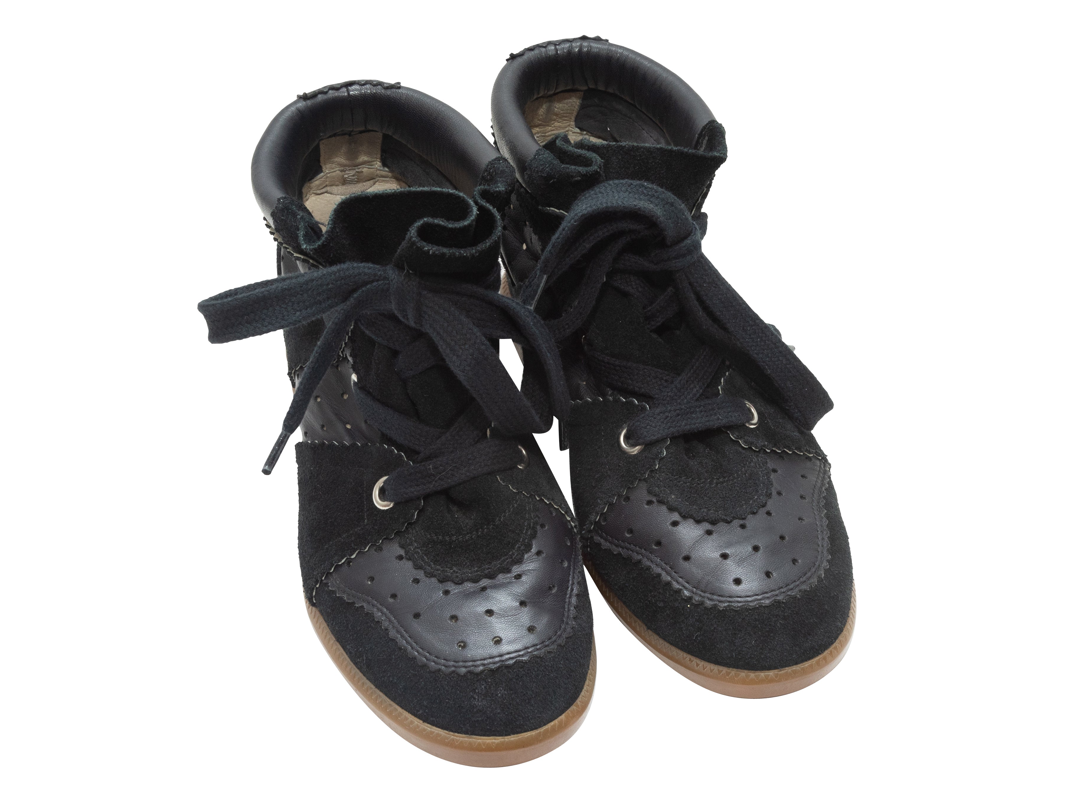 Hubert Hudson Kriminel strand Black Isabel Marant Suede & Leather Wedge Sneakers | Designer Revival