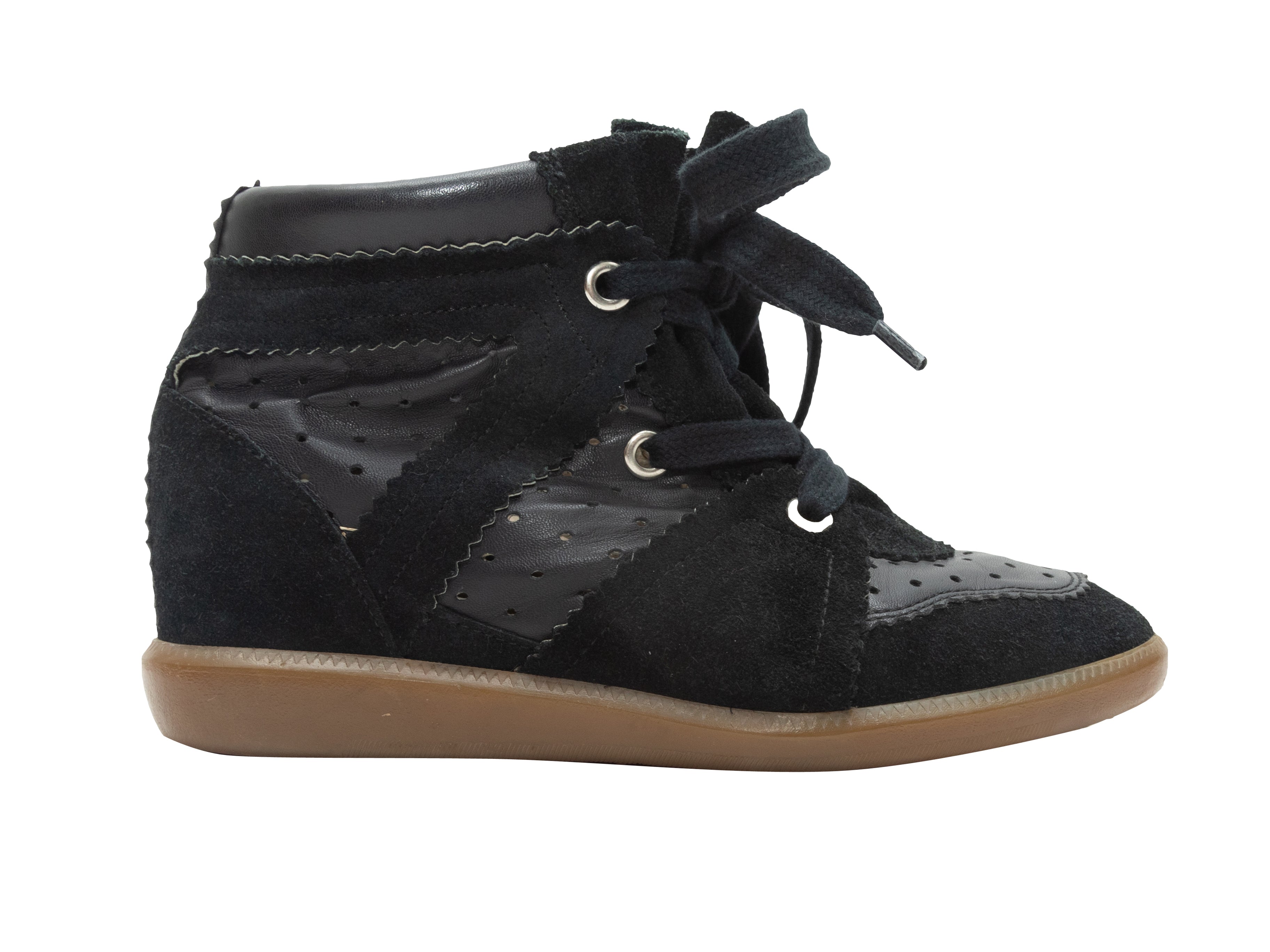 chatten Terug kijken Natte sneeuw Black Isabel Marant Suede & Leather Wedge Sneakers | Designer Revival