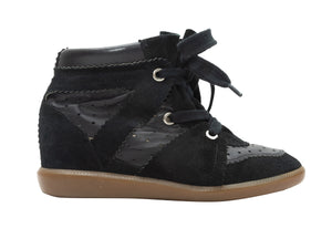 Black Isabel Marant Suede & Leather Wedge Sneakers