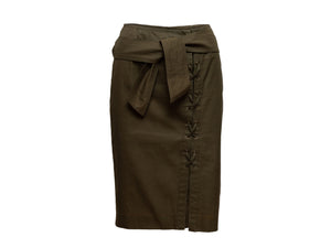 Olive Yves Saint Laurent Pencil Skirt