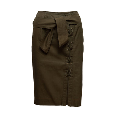 Olive Yves Saint Laurent Pencil Skirt Size EU 36 - Designer Revival