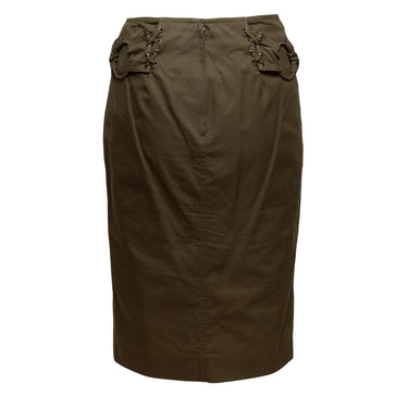 Olive Yves Saint Laurent Pencil Skirt Size EU 36 - Designer Revival