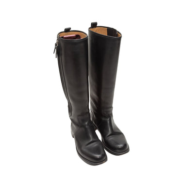 Black Hermes Leather Knee-High Riding Boots - Atelier-lumieresShops Revival