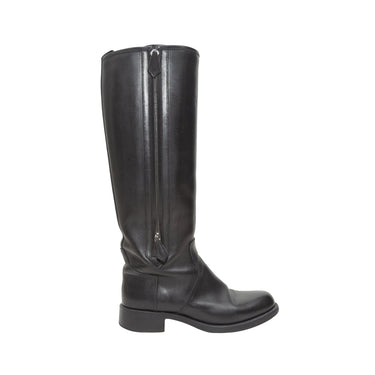 Black Hermes Leather Knee-High Riding Boots - Designer Revival
