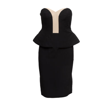 Black & Cream Alexander McQueen Strapless Peplum Dress Size EU 40 - Designer Revival