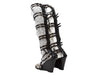 Black Chanel Knee-High Gladiator Wedge Sandals