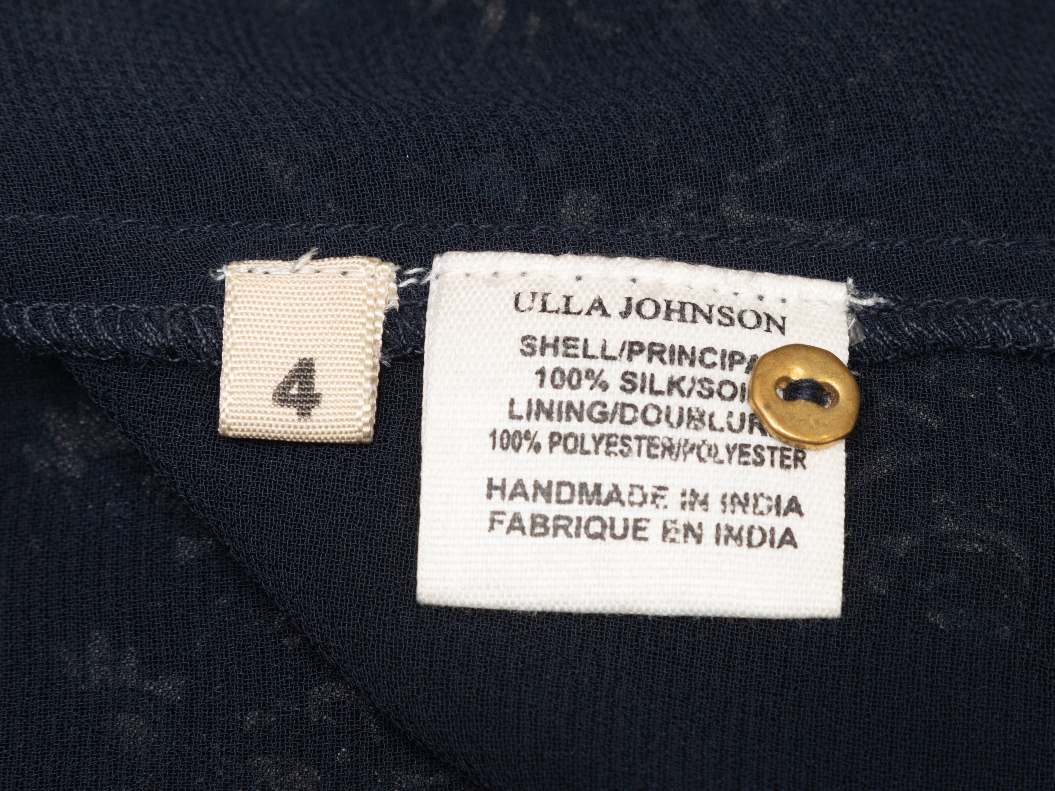 Navy & White Ulla Johnson Silk Paisley Print Maxi Dress Size US 4 - Designer Revival