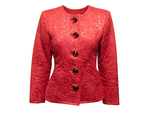 Vintage Red Yves Saint Laurent Metallic Jacquard Jacket