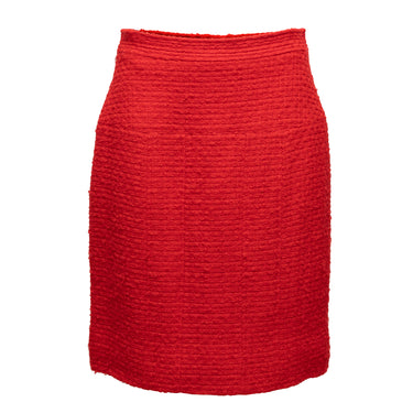 Vintage Red Chanel Boutique Tweed Pencil Skirt Size S - Designer Revival