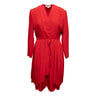 Vintage Red James Galanos Silk Scalloped Hem Dress Size L - Designer Revival