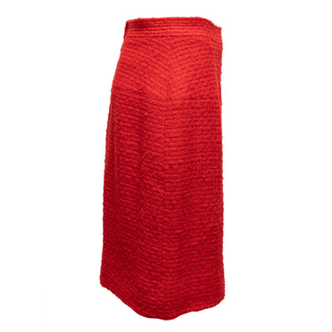 Vintage Red Chanel Boutique Tweed Pencil Skirt Size S - Designer Revival