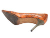 Orange & Brown Manolo Blahnik Snakeskin Pointed-Toe Pumps
