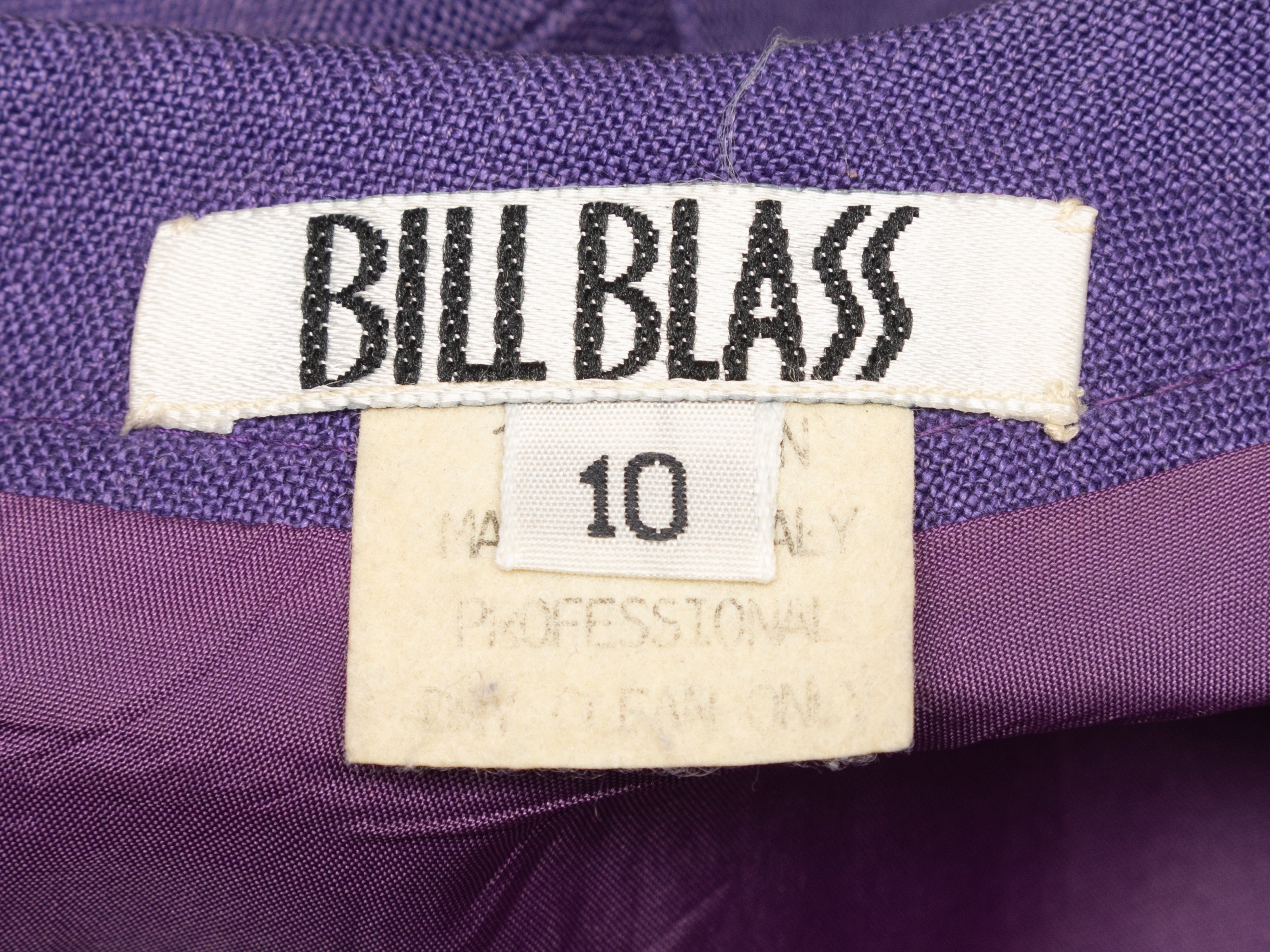Vintage Purple Bill Blass Linen Long Sleeve Dress Size US 10 - Designer Revival