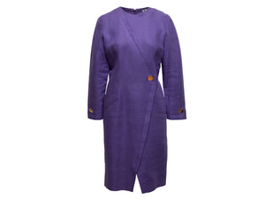 Vintage Purple Bill Blass Linen Long Sleeve Dress