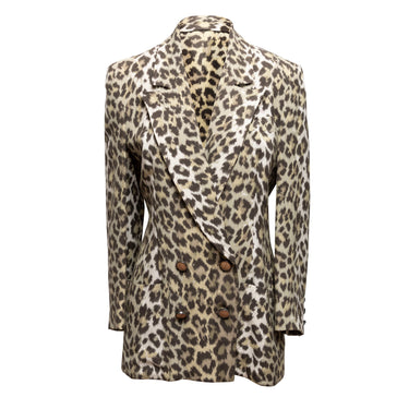 Vintage Beige & Multicolor Jean Louis Scherrer Leopard Print Blazer Size S/M - Designer Revival