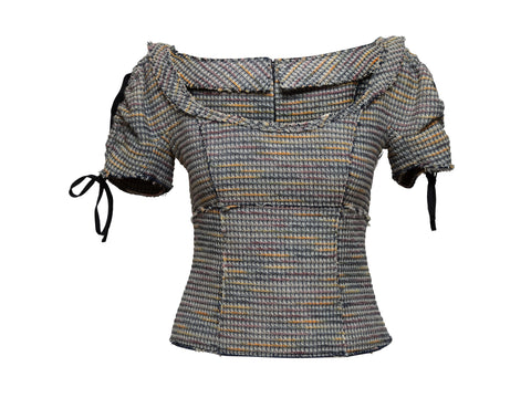 Grey & Multicolor Brock Collection Tweed Short Sleeve Top