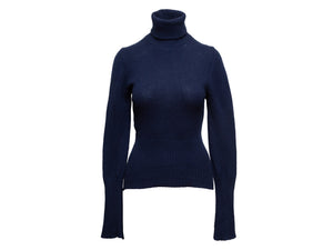 Navy Yves Saint Laurent Cashmere Turtleneck Sweater