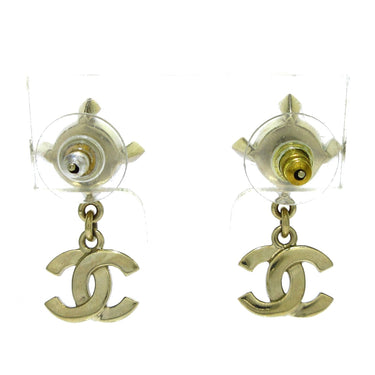 Gold Chanel Faux Pearl & Strass CC Logo Push Back Drop Earrings - Designer Revival