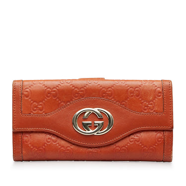 Red Gucci Guccissima Long Wallet