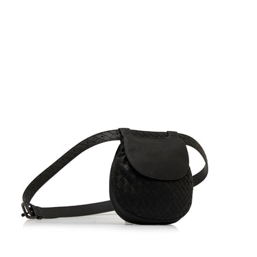 Black Bottega Veneta Intrecciato Flap Belt Bag - Designer Revival