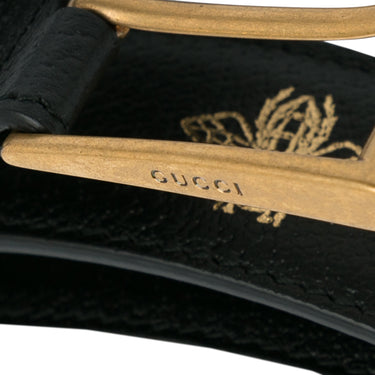 Black Gucci Bees And Stars Print Leather Belt IT 40 - Designer Revival