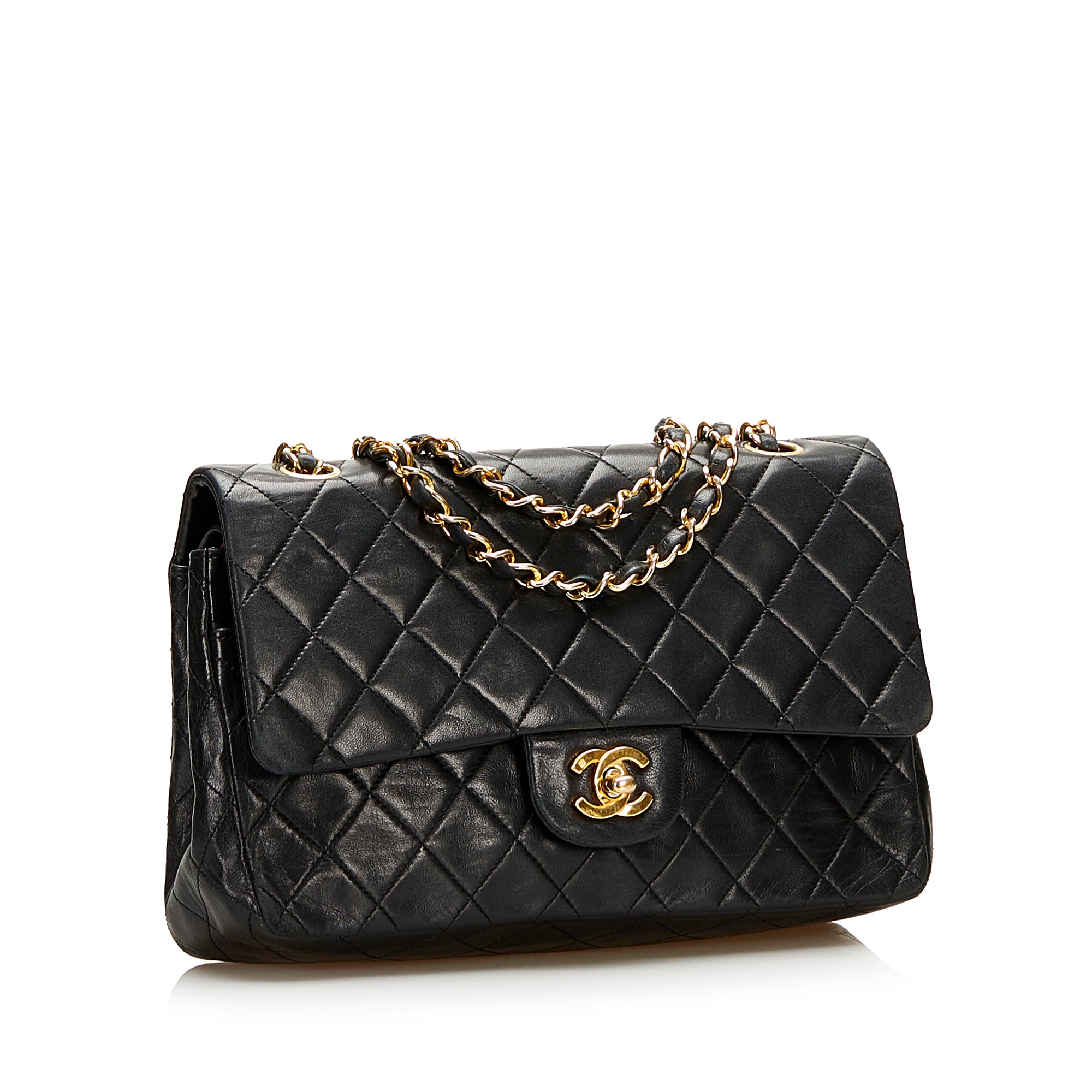 RvceShops Revival  Black Chanel Classic Small Lambskin Double