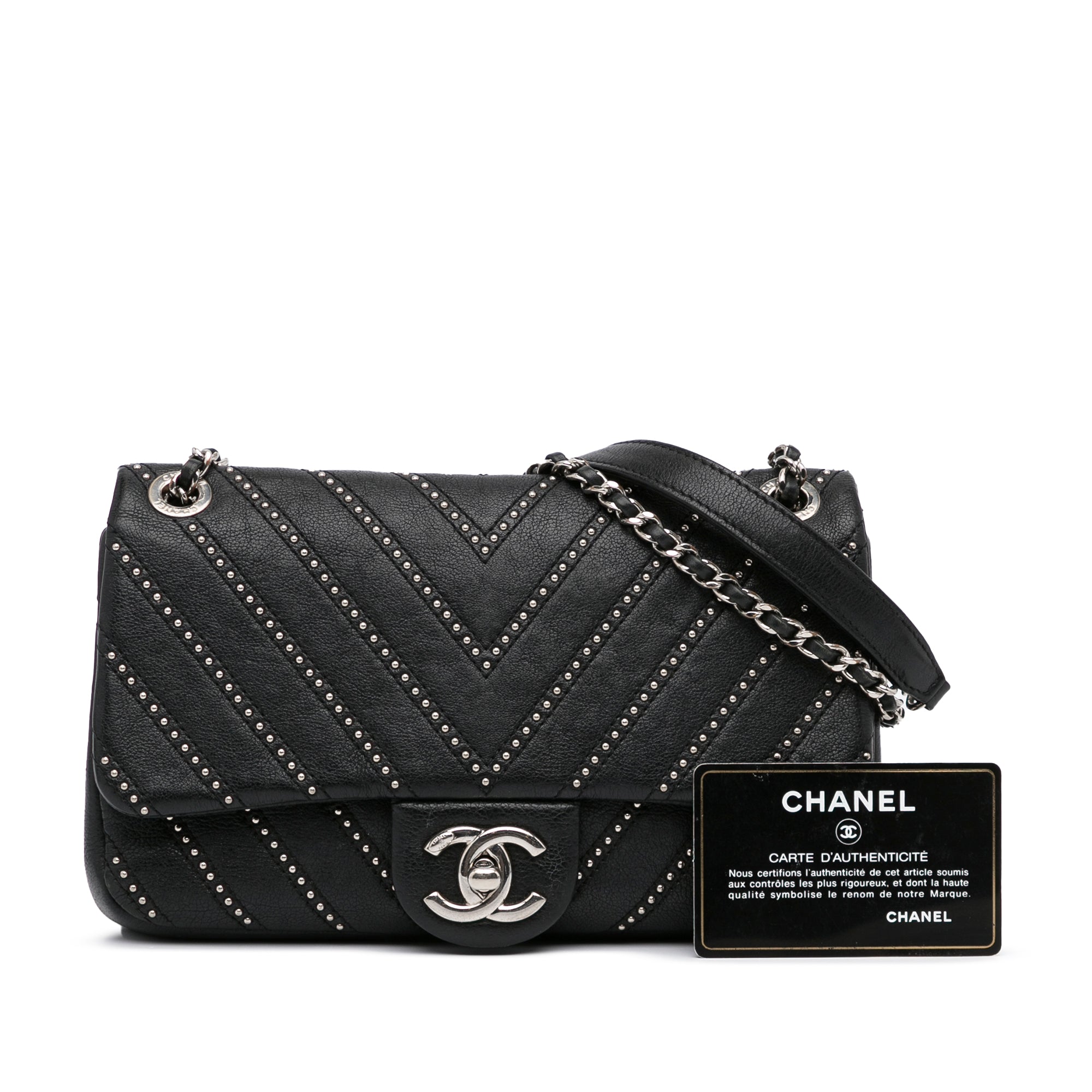 Chanel Lambskin Chevron Quilted Mini Rectangular Flap So Black