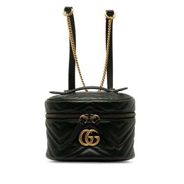 Black Gucci GG Marmont Round Backpack - Designer Revival