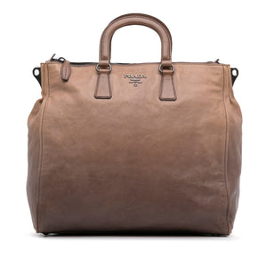 Brown Prada Glace Calf Ombre Leather Satchel
