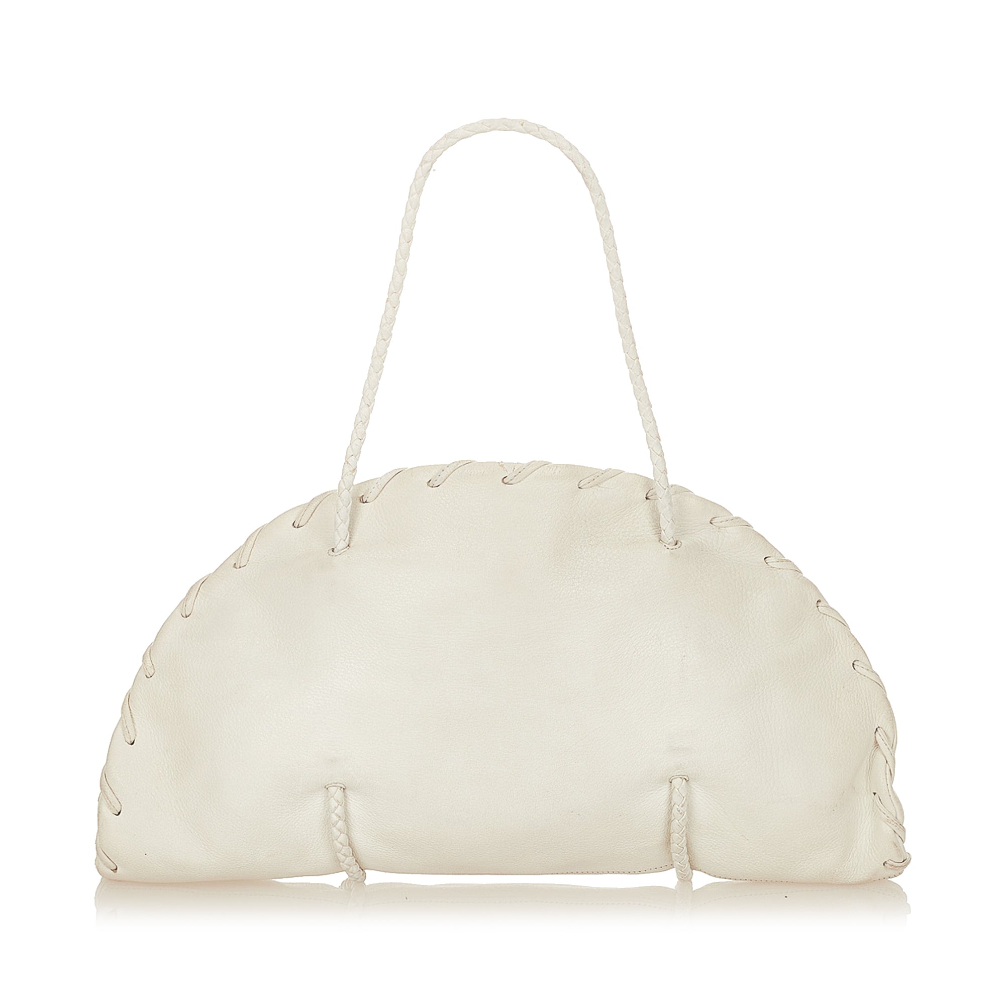 Bottega Veneta White The Chain Pouch Leather Shoulder Bag