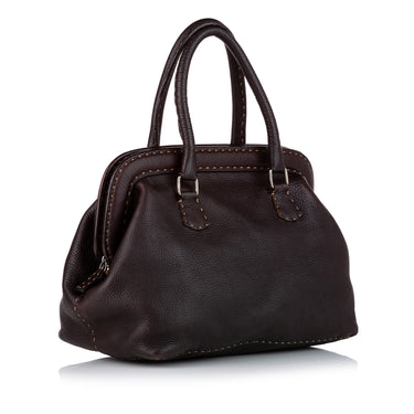 Brown Fendi Selleria Leather Handbag - Designer Revival