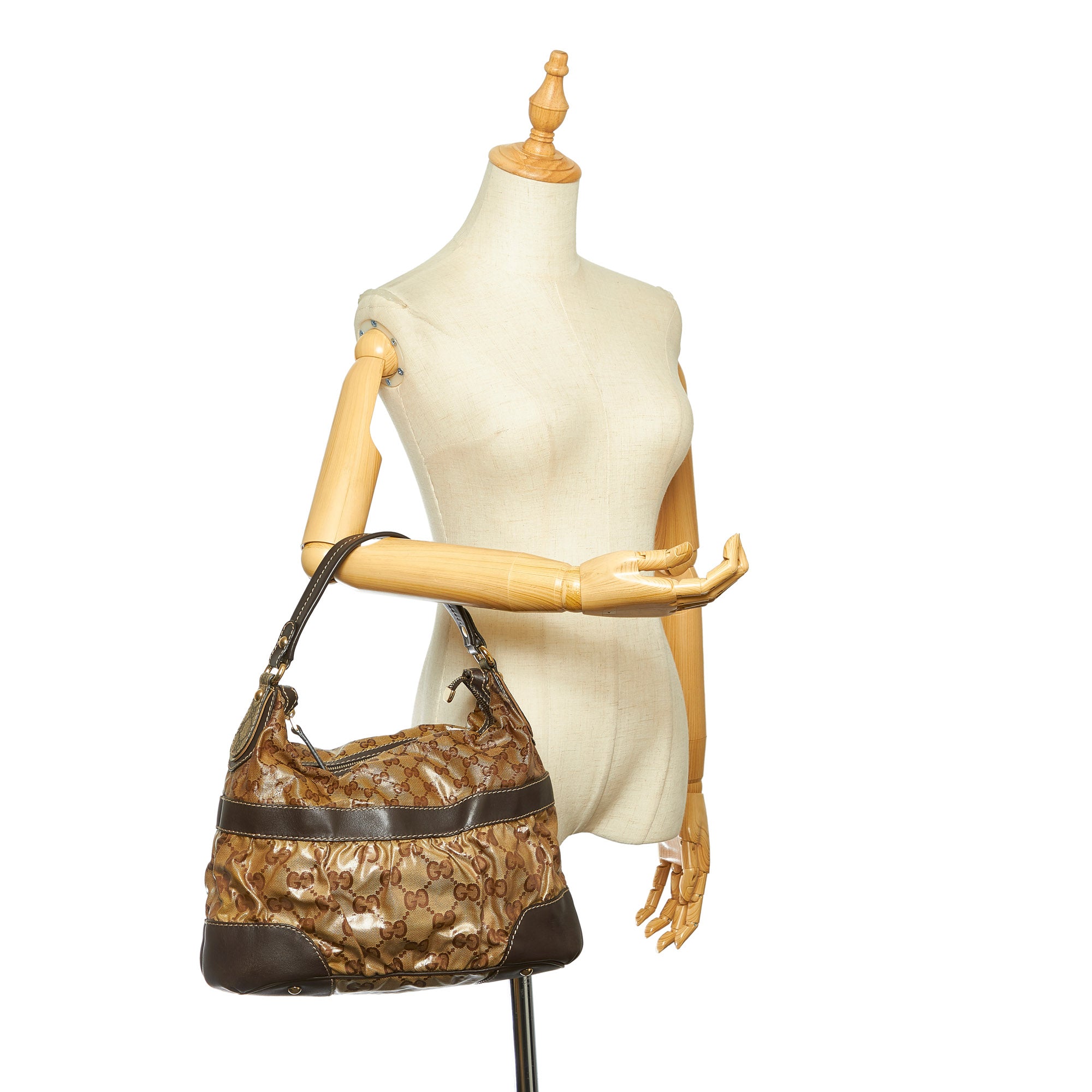 Brown Gucci GG Crystal Shoulder Bag