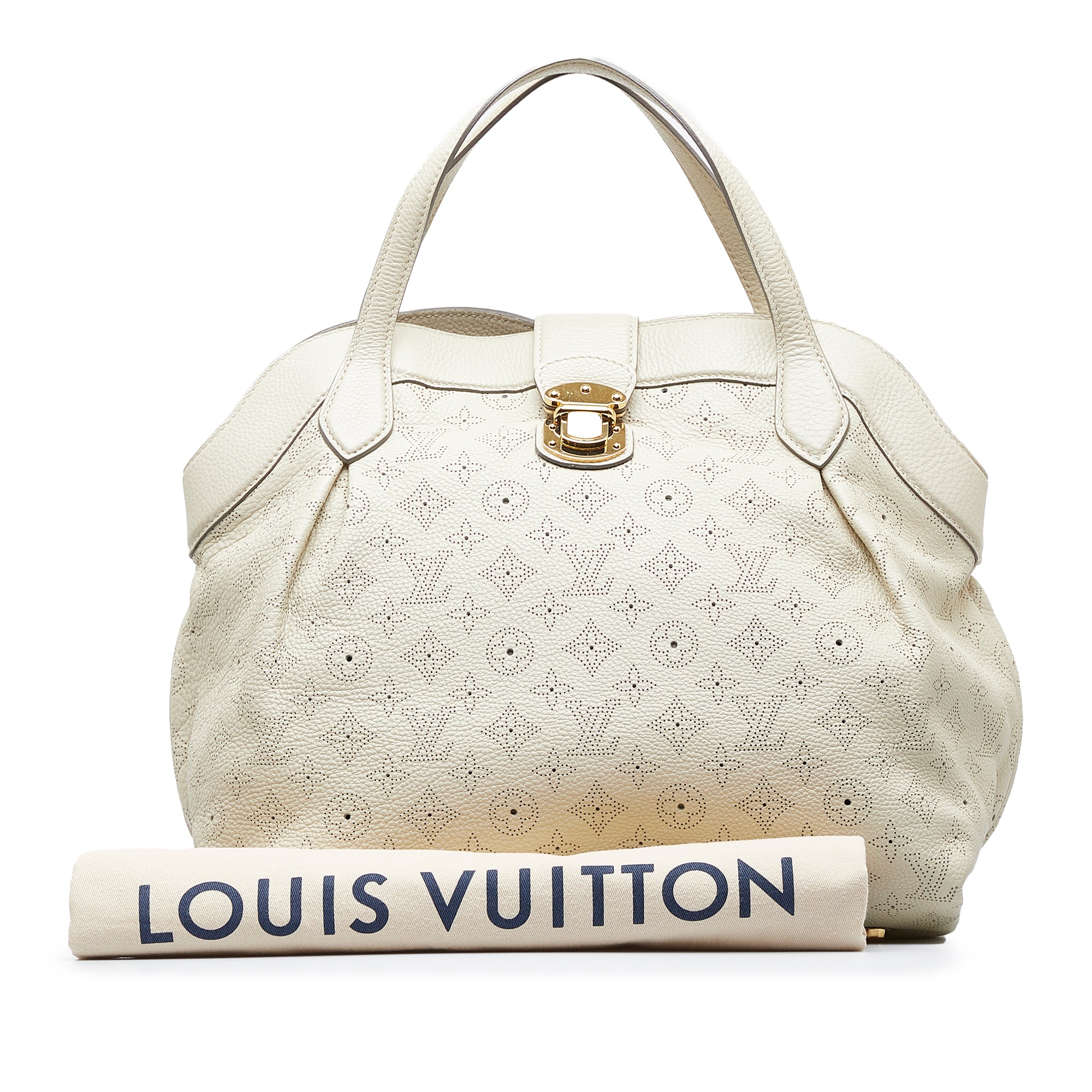 White Louis Vuitton Monogram Mahina Cirrus MM Tote Bag